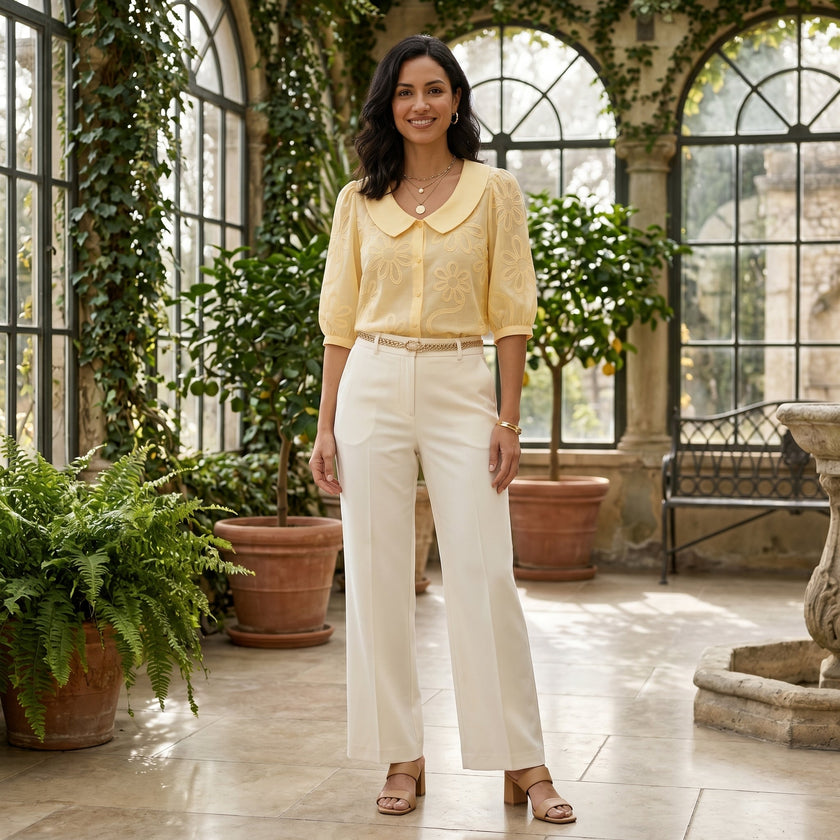 Alice | Blusa Romântica com Bordados de Margaridas
