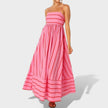 Vestido comprido às riscas feminino