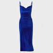 Vestido de veludo com fenda feminino