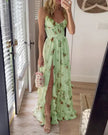Vestido midi padrão floral feminino