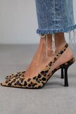 Liorina - Escarpins cáqui com estampado de leopardo e biqueira pontiaguda feminino