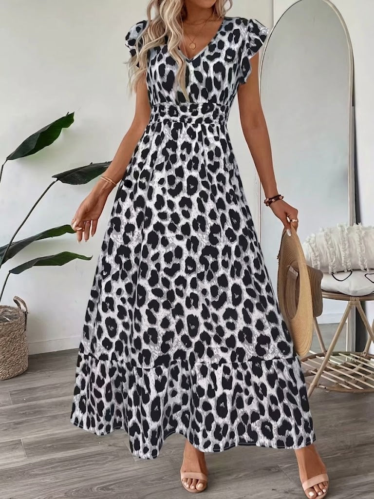Candida - Vestido maxi barroco com decote em V