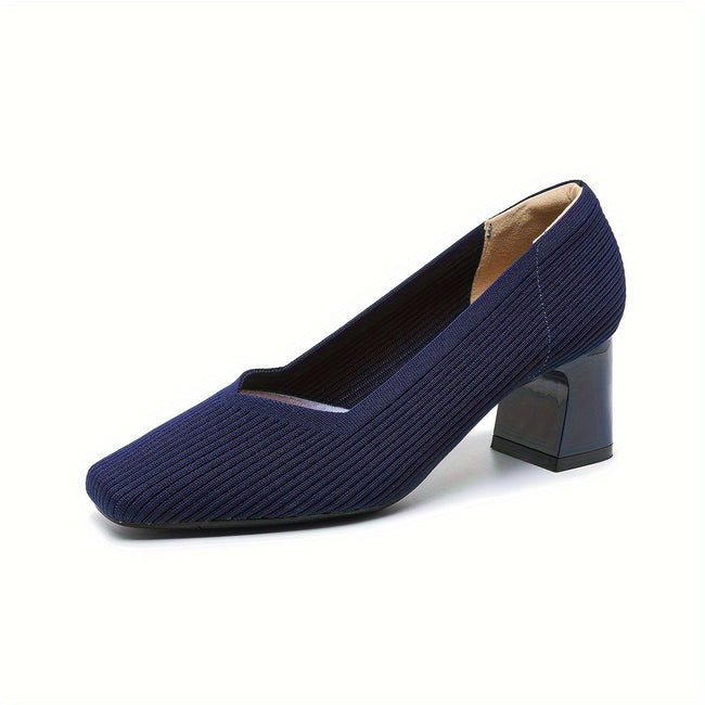 Mirela – Sapatos de salto bloco com linhas minimalistas