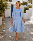 Estela | Vestido com Brilho e Sobreposição