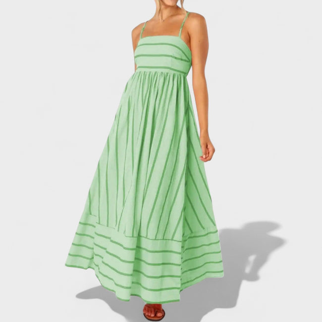 Vestido comprido às riscas feminino