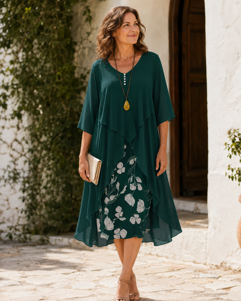 Maelle | Vestido Maxi Assimétrico em Camadas