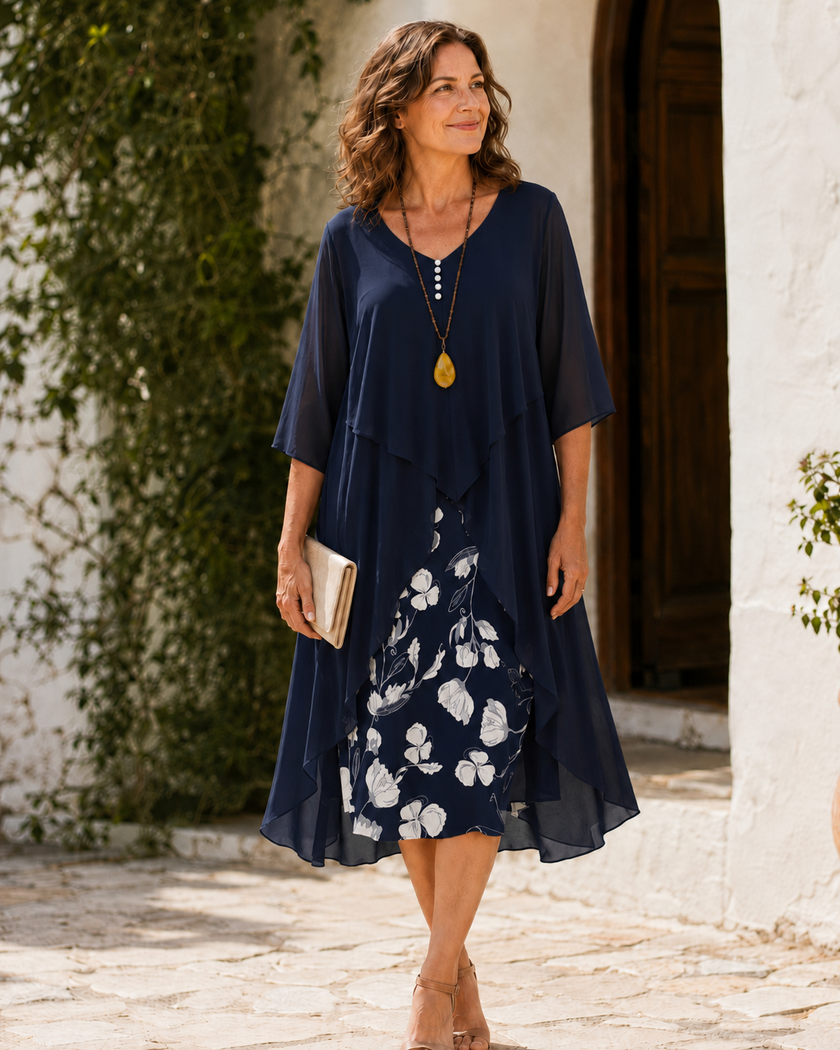 Maelle | Vestido Maxi Assimétrico em Camadas