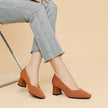 Mirela – Sapatos de salto bloco com linhas minimalistas