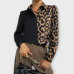 Blusa de leopardo simples feminino