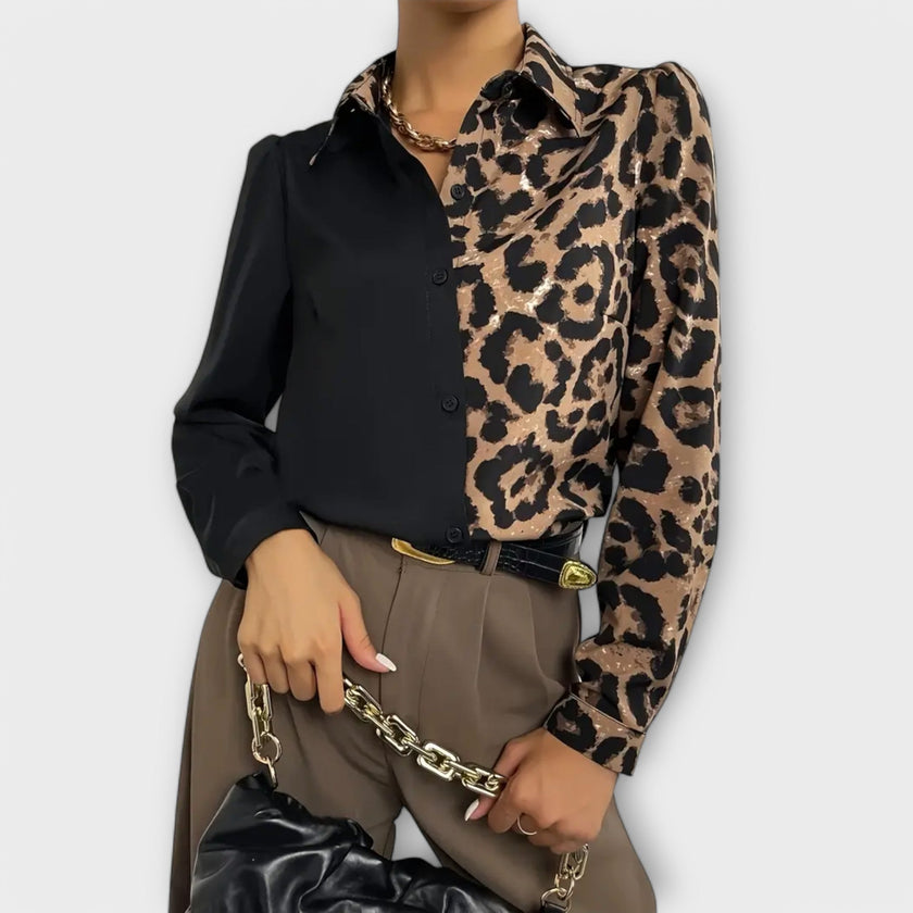 Blusa de leopardo simples feminino