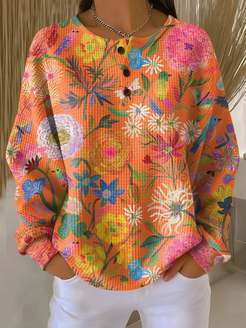 Lucinda — Camisola com botões e padrão de flores
