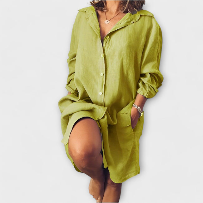 Blusa casual de linho feminino