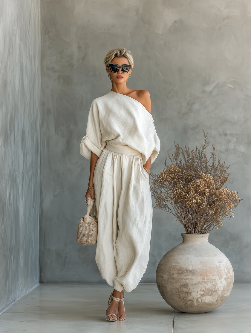 Lisa | Top suave com ombros à mostra e calças tapered