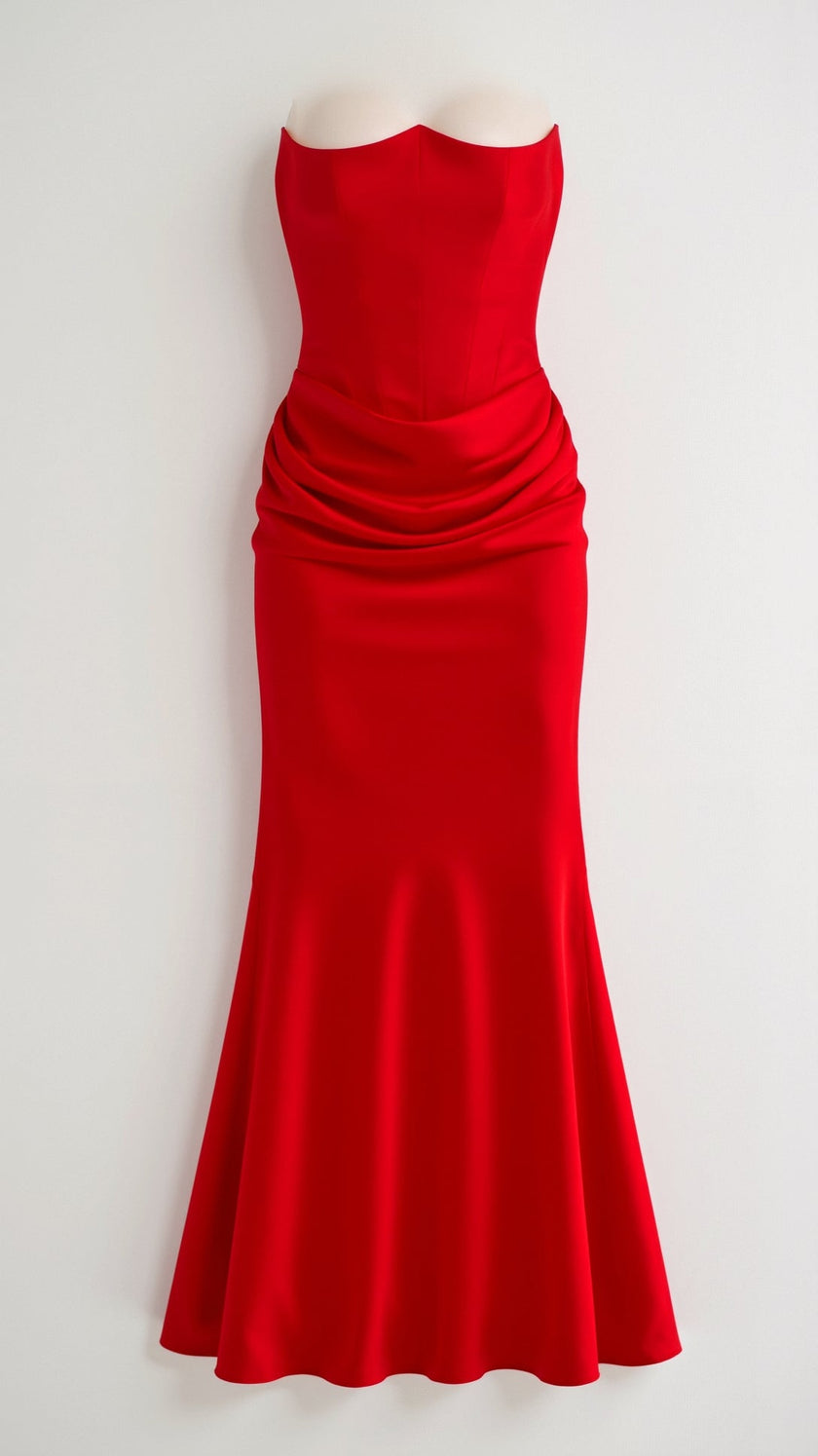 Vestido comprido com corpete feminino