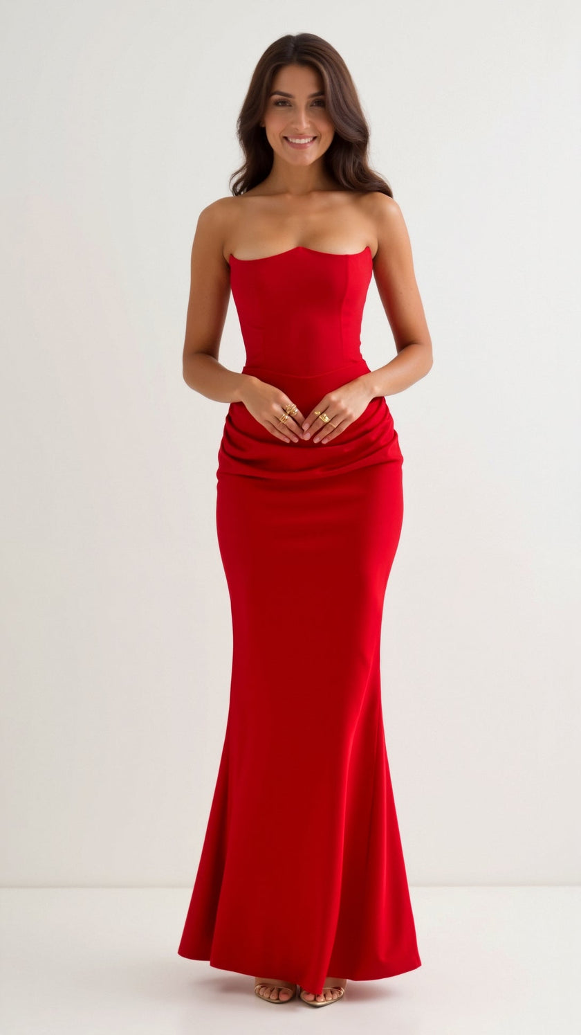Vestido comprido com corpete feminino
