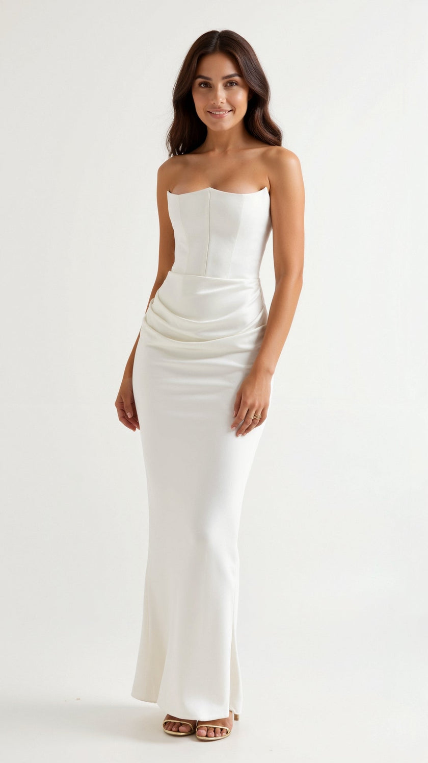 Vestido comprido com corpete feminino