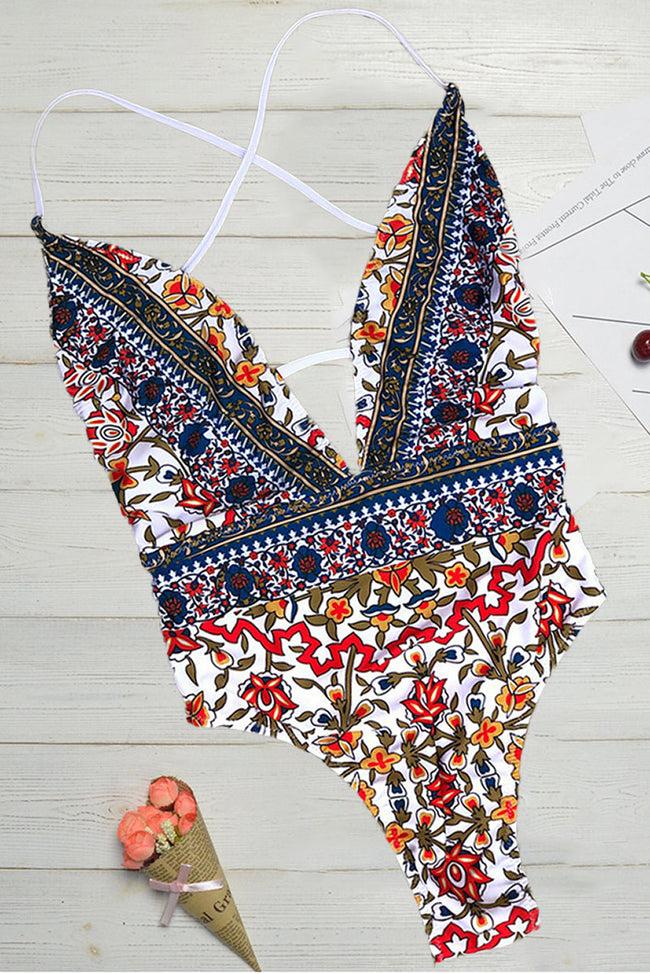 Maiô com Estampa Boho e Decote em V