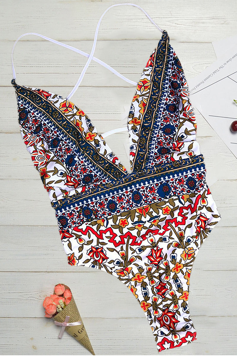 Maiô com Estampa Boho e Decote em V