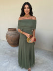 Inês | Vestido Maxi de Ombro Descoberto