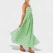 Vestido comprido às riscas feminino