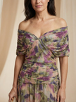 Camila | Vestido Midi Floral de Ombros Descobertos