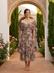 Camila | Vestido Midi Floral de Ombros Descobertos