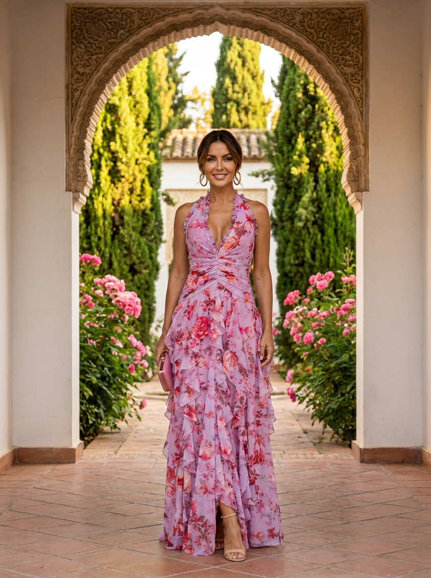 Alice | Vestido Maxi Floral com Decote Cruzado