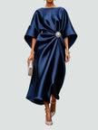 Amélia | Vestido Midi Acetinado Elegante