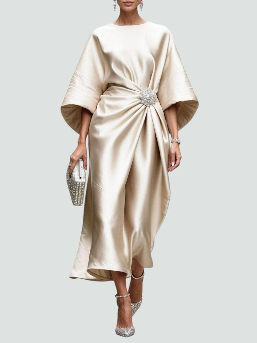 Amélia | Vestido Midi Acetinado Elegante