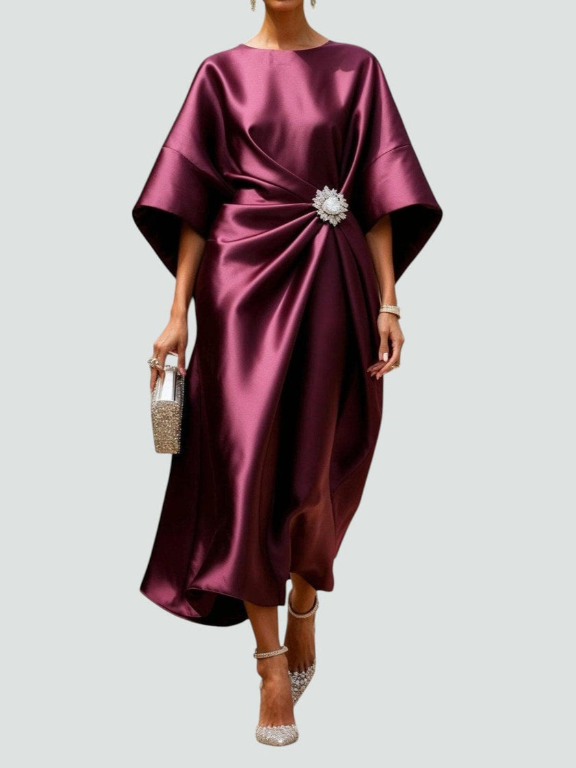 Amélia | Vestido Midi Acetinado Elegante