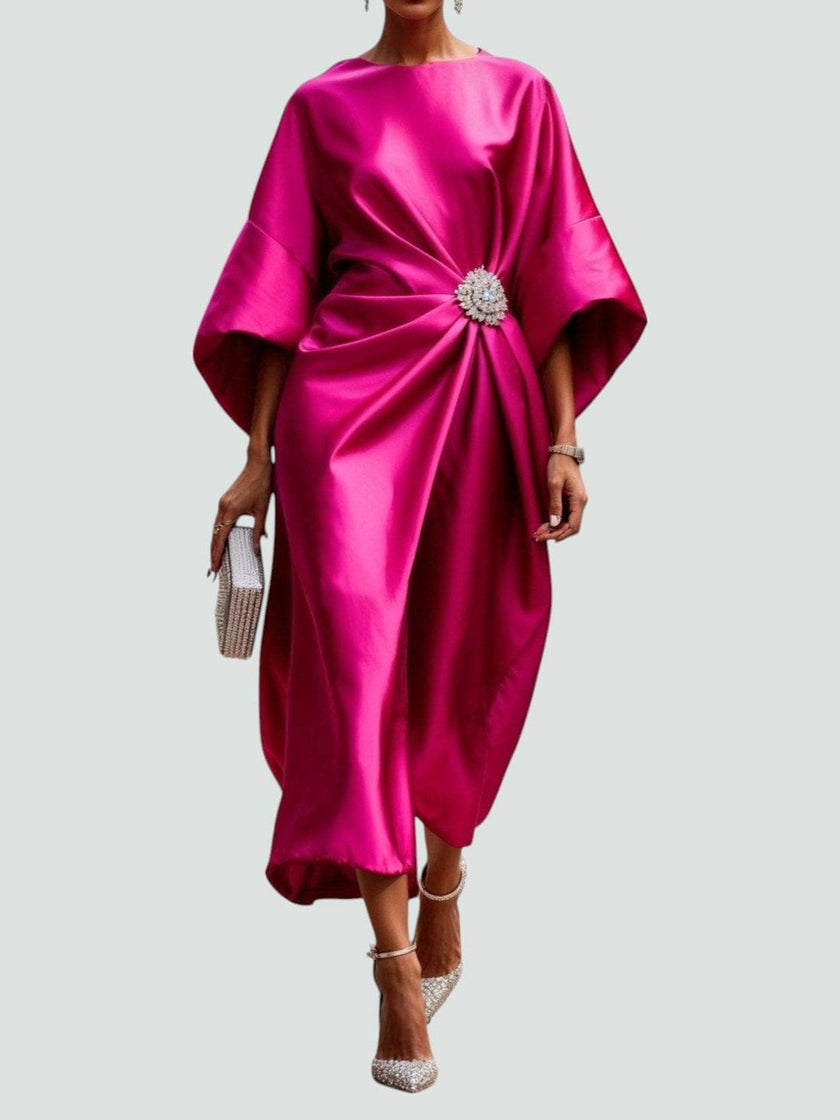 Amélia | Vestido Midi Acetinado Elegante