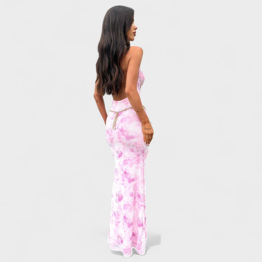 Vestido floral cor-de-rosa feminino