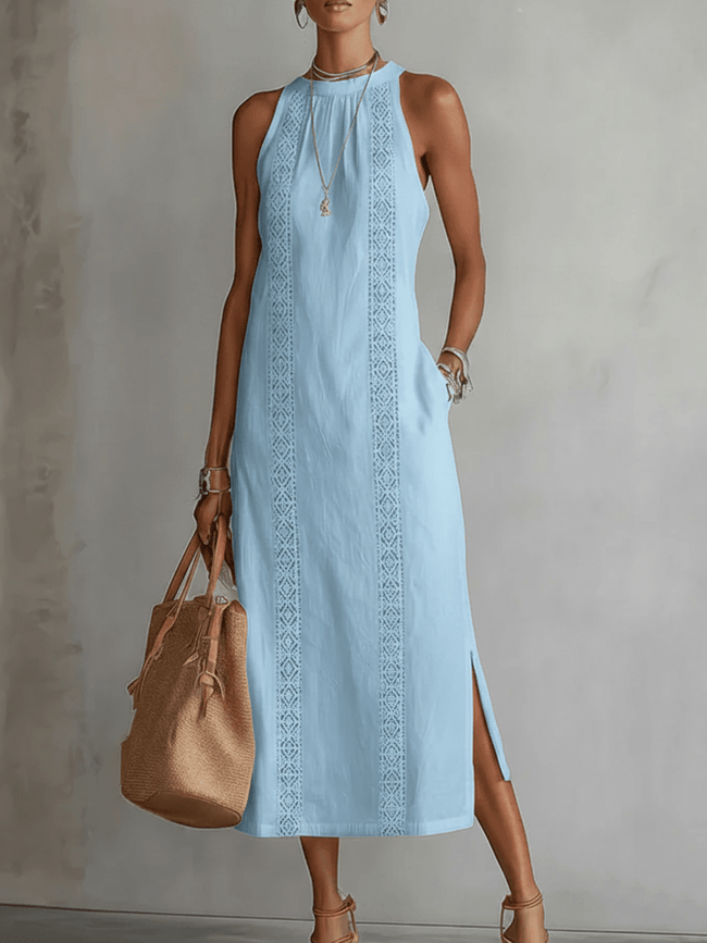 Ginevra | Vestido maxi halter com detalhes vazados