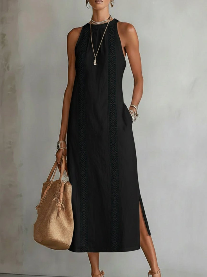 Ginevra | Vestido maxi halter com detalhes vazados