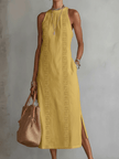 Ginevra | Vestido maxi halter com detalhes vazados