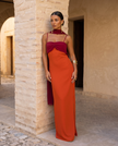 Vestido longo Amélia contraste sofisticado