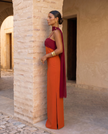 Vestido longo Amélia contraste sofisticado