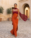 Vestido longo Amélia contraste sofisticado