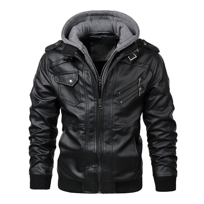 Jareth | Casaco Motard de Couro com Capuz