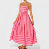 Vestido comprido às riscas feminino
