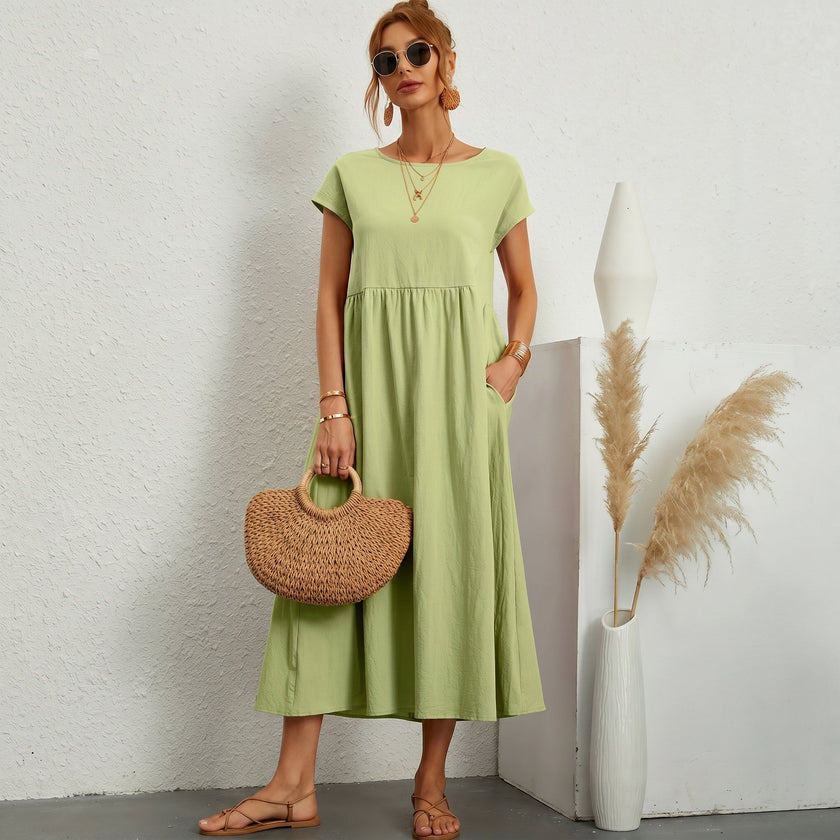 Inês | Vestido Midi em Algodão com Bolsos
