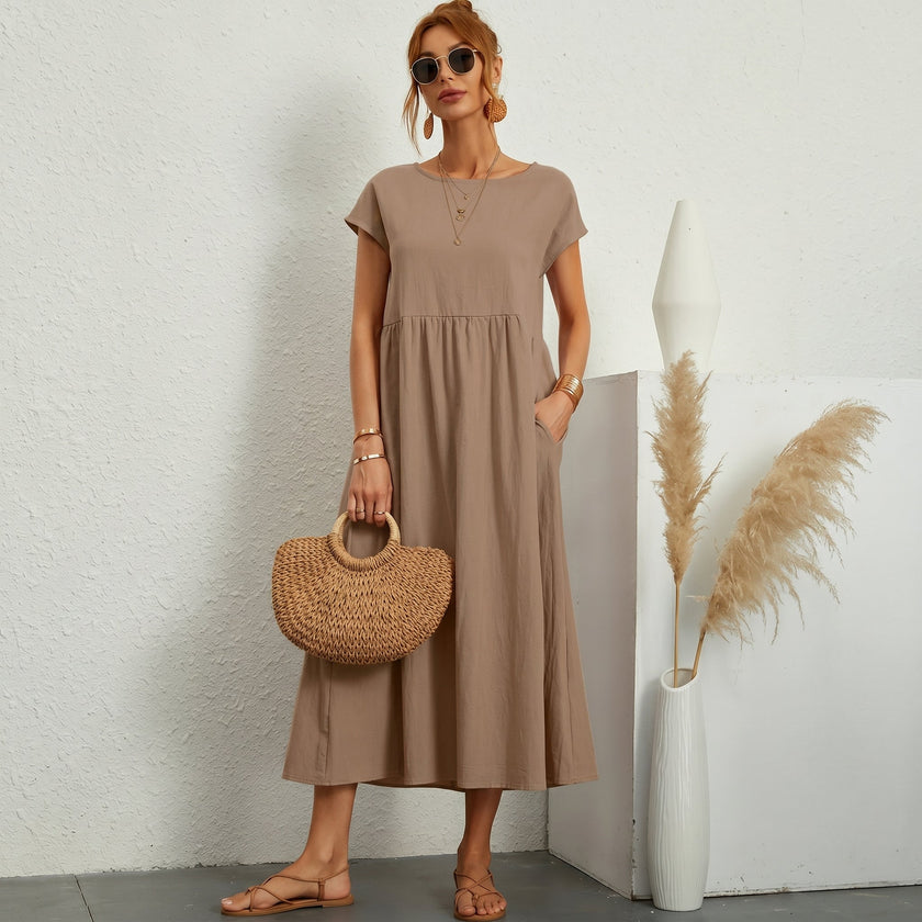 Inês | Vestido Midi em Algodão com Bolsos