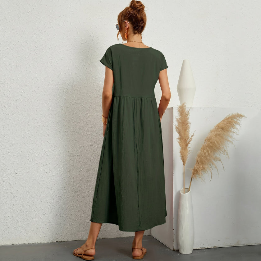Inês | Vestido Midi em Algodão com Bolsos
