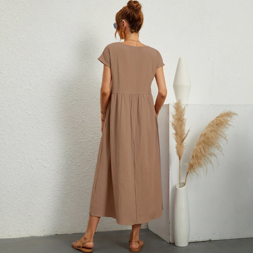 Inês | Vestido Midi em Algodão com Bolsos