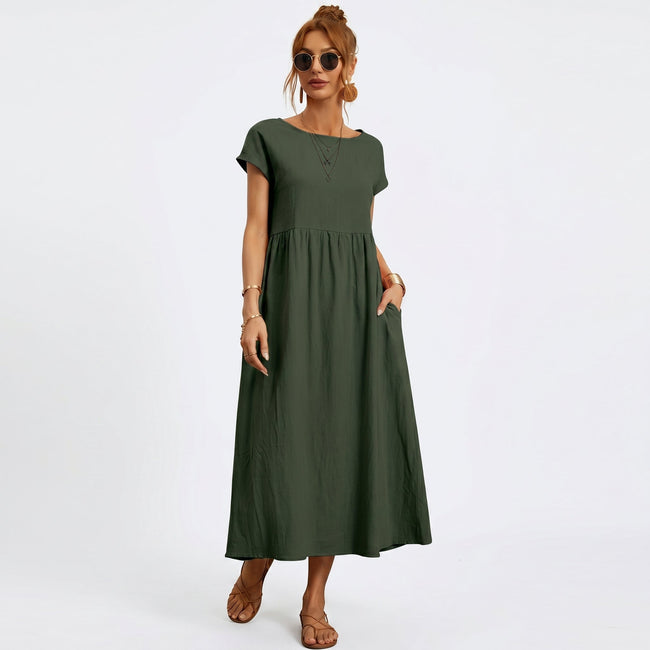 Inês | Vestido Midi em Algodão com Bolsos