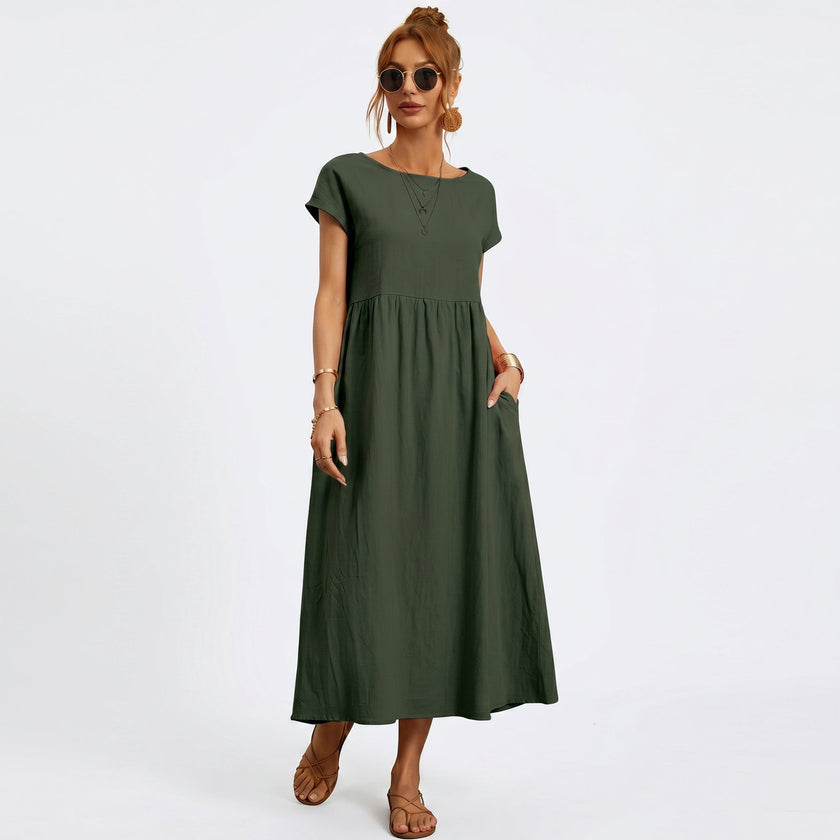 Inês | Vestido Midi em Algodão com Bolsos