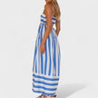 Vestido comprido às riscas feminino