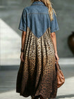 Amora | Vestido maxi animal print com efeito denim