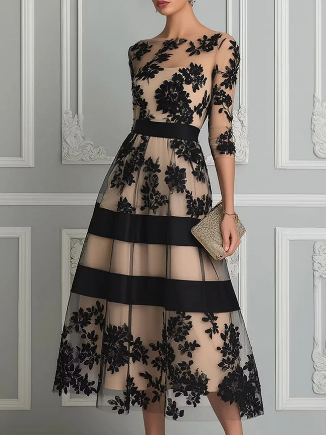 Isabel | Vestido Midi de Tule Bordado Elegante