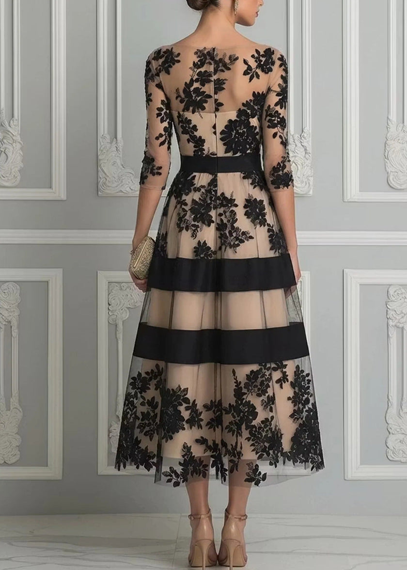 Isabel | Vestido Midi de Tule Bordado Elegante